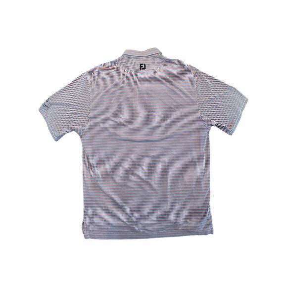 FootJoy Mens Polo Shirt L Red Blue Stripe Keene Trace Golf FJ Logo Performance - Picture 4 of 10